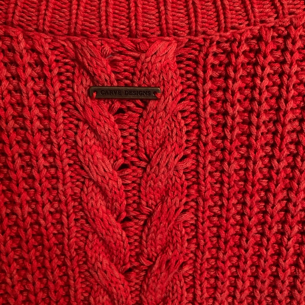 Carve Designs Red Chunky Knit Sweater XS - Picture 3 of 3